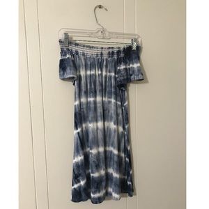 Blue tie dye off the shoulder dress